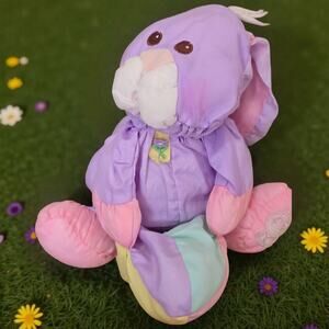 Vintage Fisher Price Puffalump Purple Bunny Rabbit Easter Egg Plush 1988‎